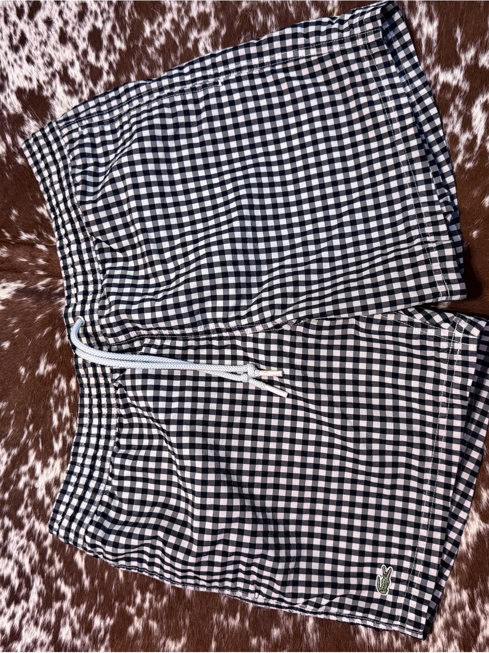 Lacoste Gingham Swim Trunks